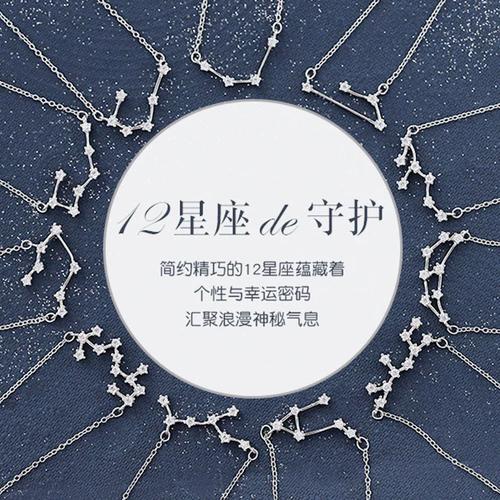 s925纯银十二星座项链 银河系年份锁骨链个性百搭颈链