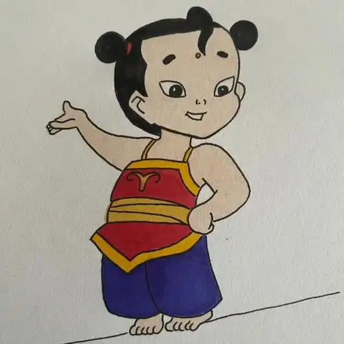 马克笔手绘哪吒传奇小哪吒附过程图