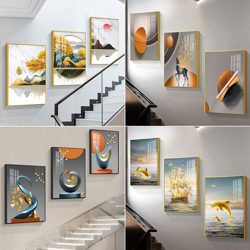 楼梯间装饰画现代简约客厅墙面壁画走廊过道墙画楼道复式楼梯挂画