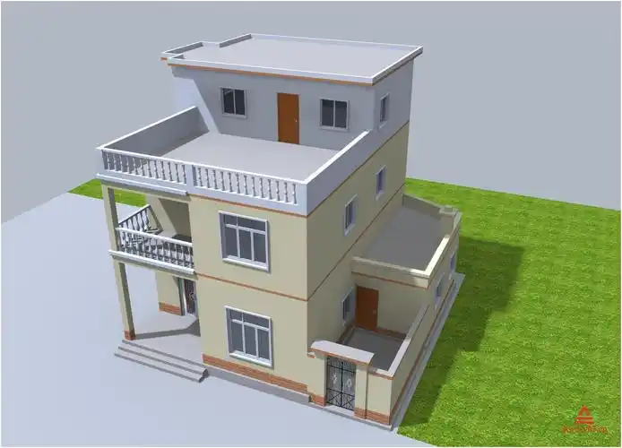 95x12两层半农村自建房设计图方案效果图小别墅图纸带侧院子厨房全套