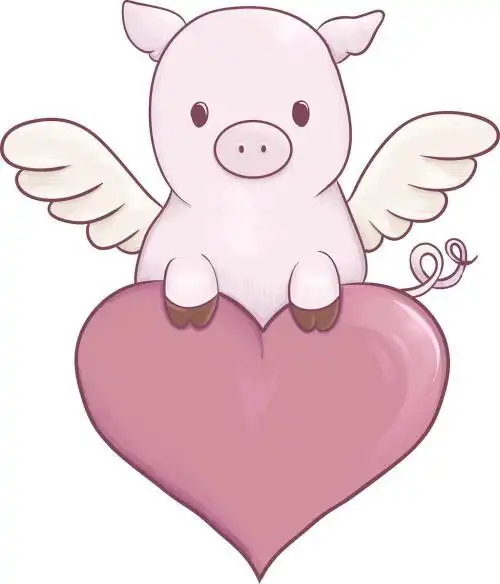 有着翅膀的英文小猪的贺卡英文小猪贺卡