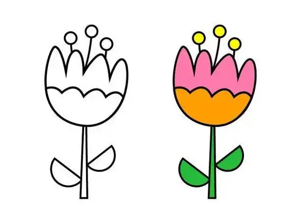 彩色花朵简笔画可爱