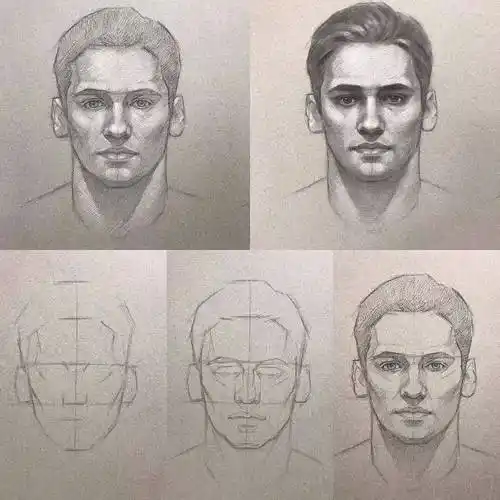 美术中的"三庭五眼",三庭 指脸的长度比例,把脸的长度分为三个等分,从