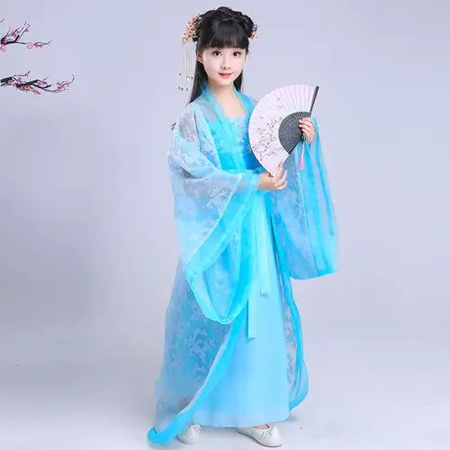 儿童古代仙女服装女童中国风汉服古筝演出小孩女孩公主古装表演夏