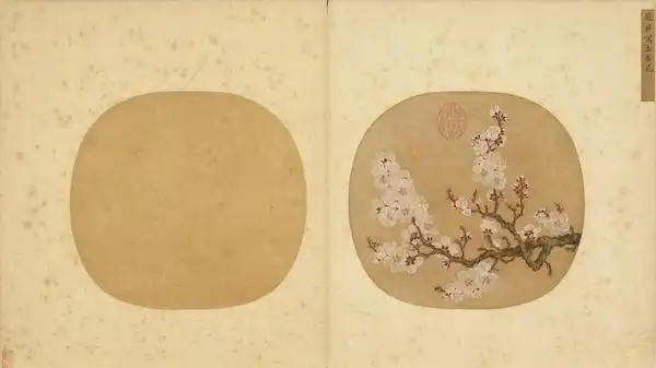 宋 赵昌 《写生杏花》本幅选自宋人《合璧画册》,枝干笔法接近林椿"山