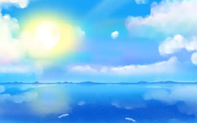 蓝色梦幻唯美天空夏季插画背景素材