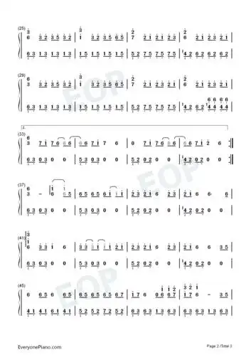 处处吻-你小心一吻便颠倒众生一吻便救一个人-抖音热歌双手简谱预览2