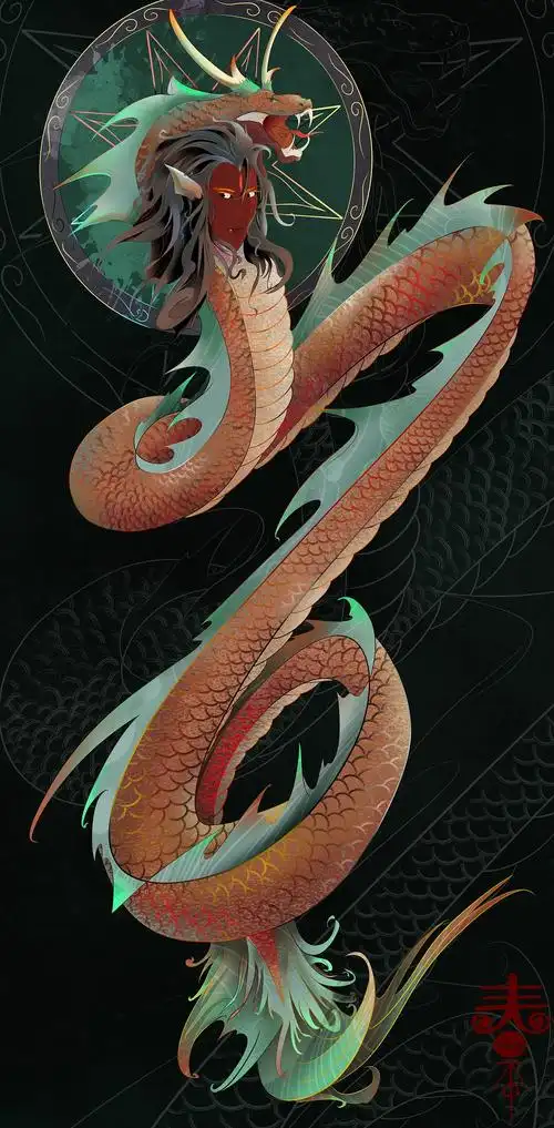 山海经系列作品第二张:烛龙