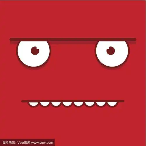 矢量可爱的卡通红色暴躁的脸