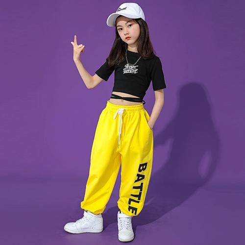 爵士舞服装儿童舞蹈服女童夏街舞套装练功服嘻哈韩版女孩演出服潮