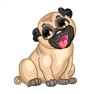 可 i>爱 /i>的卡通选址小狗哈巴狗矢量图