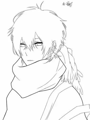 线稿 橡皮章 素材 二次元 美少年