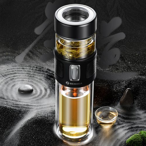 英国bemega高档双层玻璃杯茶水分离泡茶茶杯男女玻璃杯