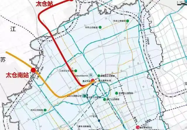 嘉闵线对接 太仓南站,往昆山走向,可连接 苏锡常城际线(计划于2025年