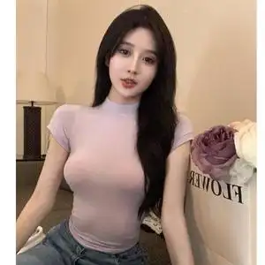 性感欲女纯甜辣奶大胸紧身上衣直播上镜女主播服装纯欲显胸大上衣