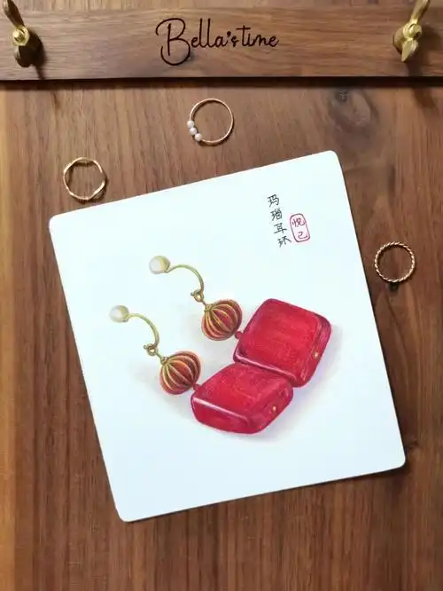 彩铅临摹玛瑙耳环