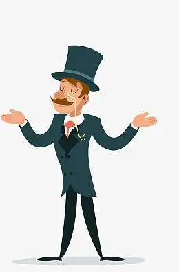 彩色手绘人像卡通绅士