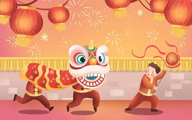 2021新年春节牛年春节不打烊活动海报彩色原创手绘古风国潮风新年春节