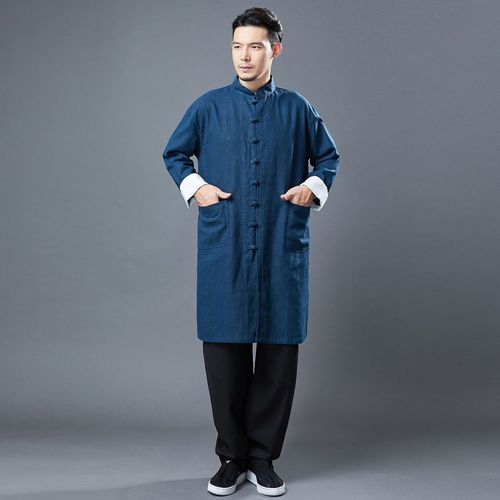 正品新款太极服男秋冬季加绒加厚太极练功服男武术表演中长款