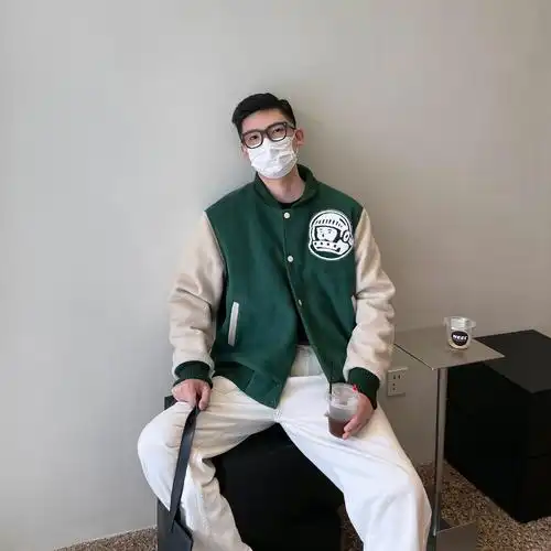 美式刺绣加厚棒球服男