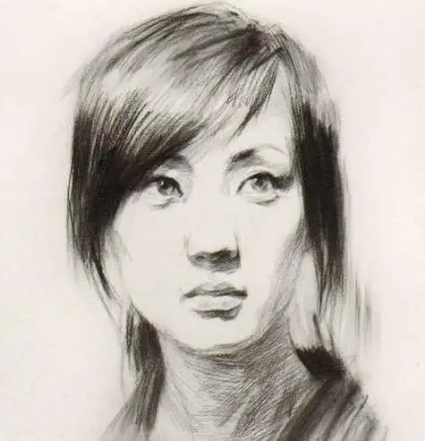 漂亮的女青年素描头像正面