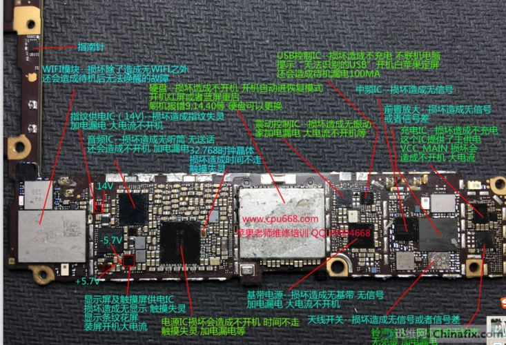 iphone6s维修彩图苹果全系列空点图