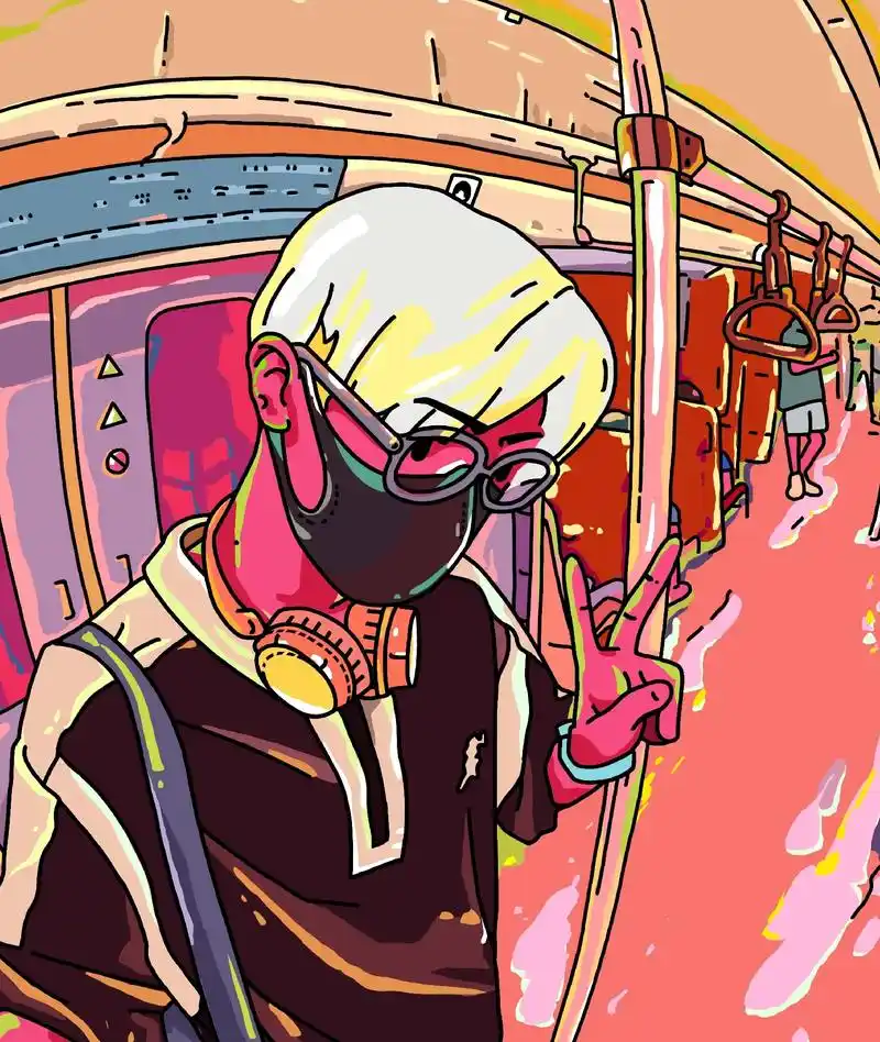 地铁上的男孩#地铁 #男生头像 #插画 #画渣日常 #男生 - 抖音