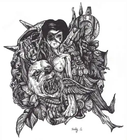 黑暗系针管笔手绘_sallygallagher__插画师作品_涂鸦王国gracg.com