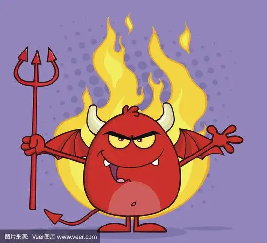 手持干草叉的愤怒恶魔