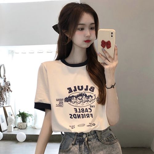 卡怡缘青少女初中学生夏天穿的短袖女生日系t恤少夏装新款初中高宽松