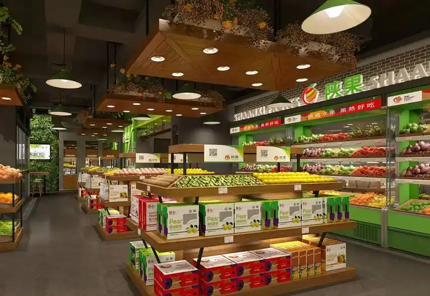 水果店设计案例效果图.#生鲜装修效果图 #生鲜超市 #水果店 - 抖音