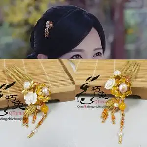 =巧兔=锦绣未央|唐嫣|李未央|同款铜铸菊花小头饰掌使头饰