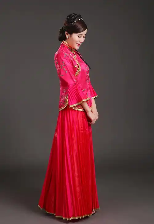 古装民国中式婚礼姐妹小凤仙戏服古筝演出服angelababy秀禾伴娘服