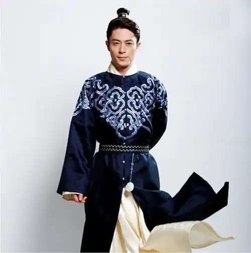 新款影视古装男古装金玉良缘明朝服装金元宝藏青色绣花汉服tmallcom