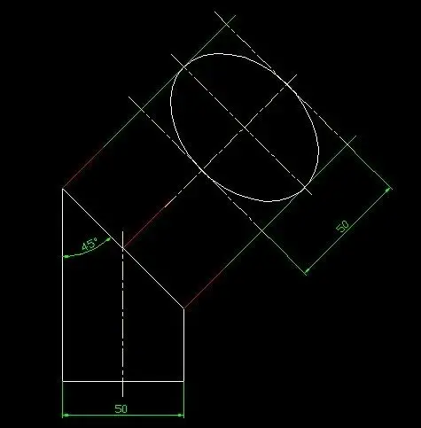 圆柱的一头切45度角用cad画平面图