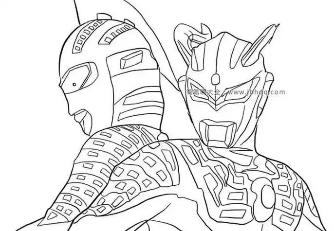 帅气的赛文奥特曼与赛罗奥特曼父子简笔画1