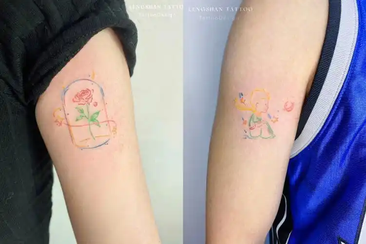 彩色纹身|情侣纹身|玫瑰纹身|闺蜜纹身|玫瑰纹身|情侣纹身图案|原创