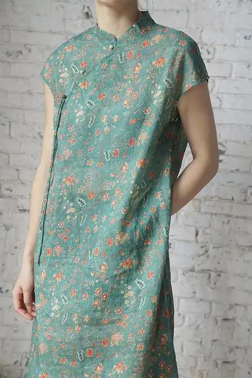 一言棉麻夏秋新品复古古风原创苎麻显瘦旗袍连衣裙