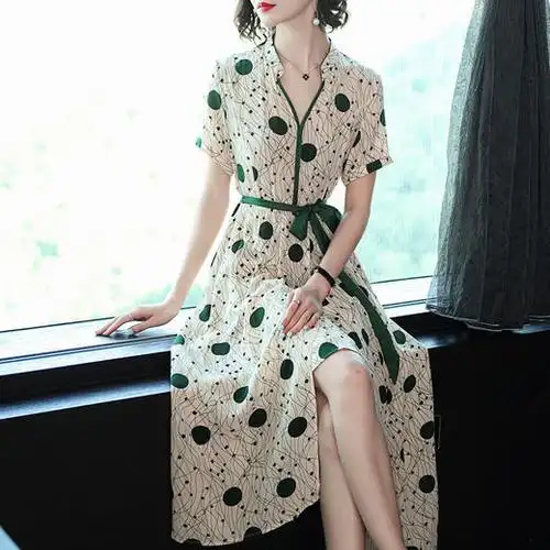 nrj-1911欧美时尚气质修身印花连衣裙 - 唐织绾女装店