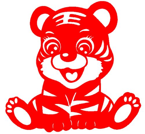 e165卡通老虎年春节墙贴2022年新年玻璃橱窗贴纸剪纸装饰贴画成品