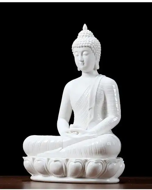 陶瓷坐莲释迦牟尼佛摆件 东南亚泰国如来佛像家居玄关供奉装饰品 卡蔓