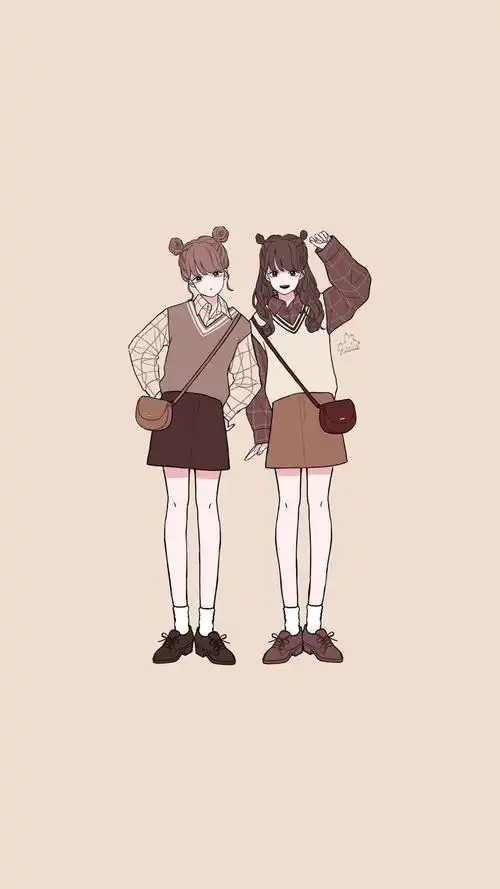 甜美闺蜜穿搭少女心手机壁纸