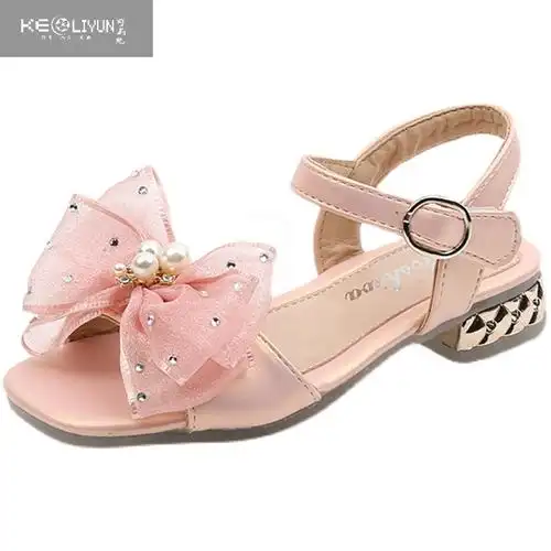 可莉允女童凉鞋公主鞋韩版软底宝宝休闲鞋2023夏季新款蝴蝶结女孩儿童