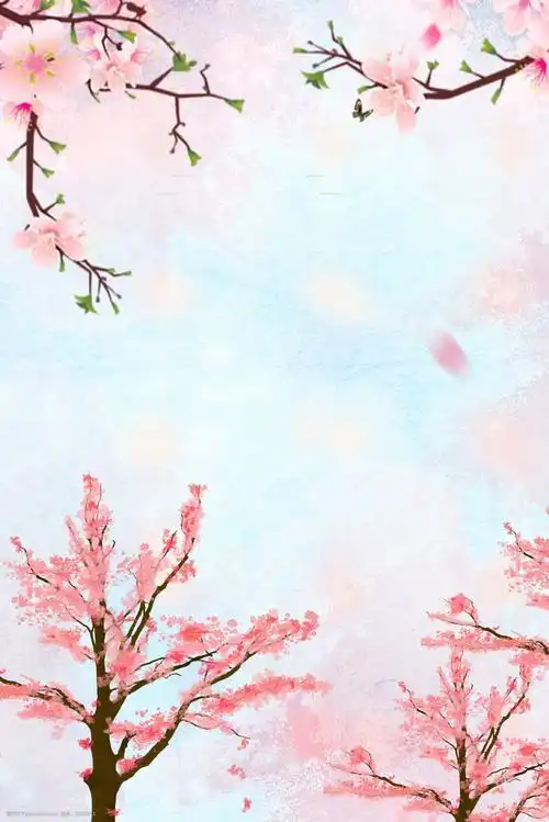 温暖粉色桃花节h5海报背景psd分层下载