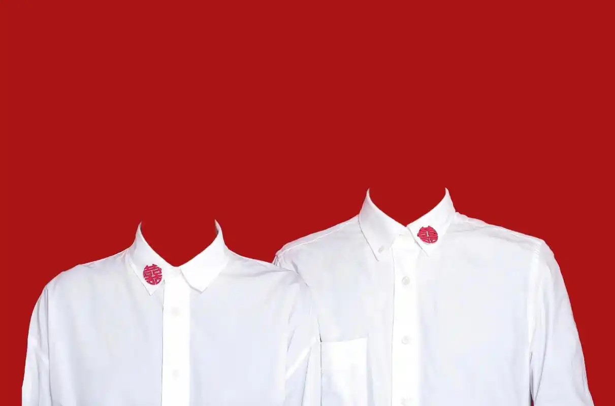 结婚登记照情侣红底照批图模板来啦!安排.