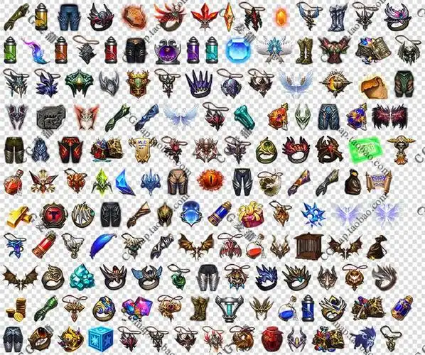 游戏ui素材传奇 奇迹暗黑风手游欧式装备物品药水武器图标png透明