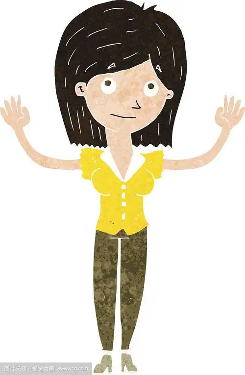 卡通女人举起双手