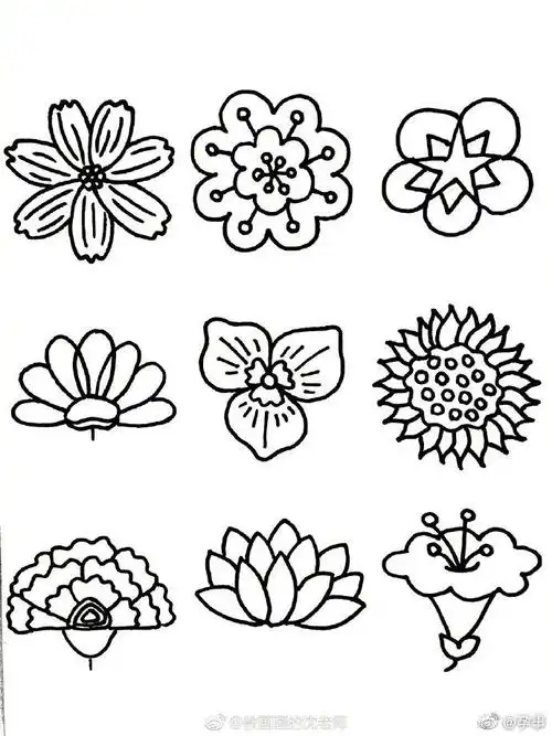 花朵简笔画手绘手帐素材有需要的妈妈们码起来吧