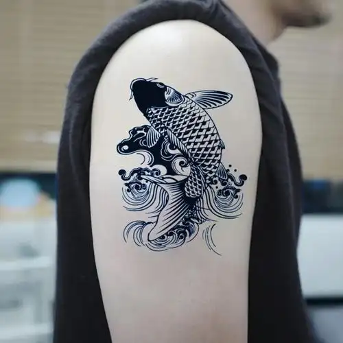 有创意的素描鲤鱼精美纹身图案赏析分享水纹身图案-水纹身图片大全