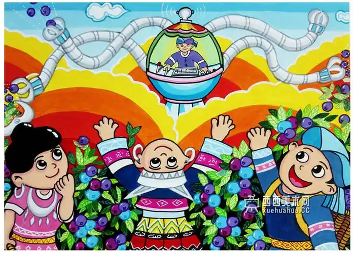 《蓝莓采摘机》赏析__科幻画_科幻画图片大全_学画画网_国内最大的